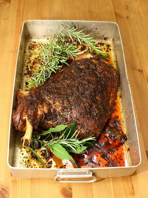 Very slow roasted shoulder of lamb with merguez spices