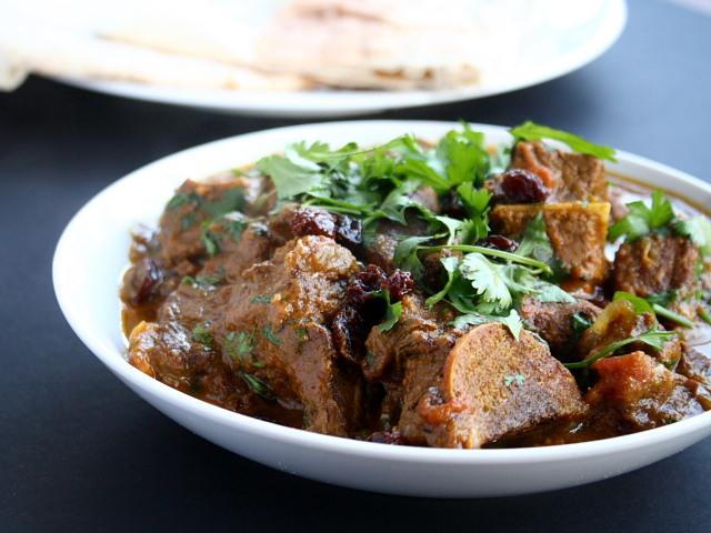 Moghul lamb or mutton with onions and raisins, by Madhur Jaffrey